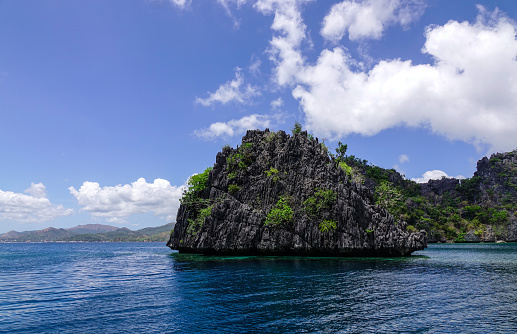 Beautiful sea with the rock island in Coron, Philippines. Coron is the third-largest island in the Calamian Islands in northern Palawan in the Philippines.