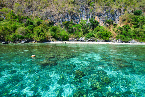 Beautiful sea at sunny day in Coron, Philippines. Coron is the third-largest island in the Calamian Islands in northern Palawan in the Philippines.