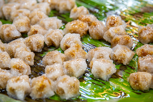 Saku sai mhoo is Thai food Stream. sweet pork wrap with flour