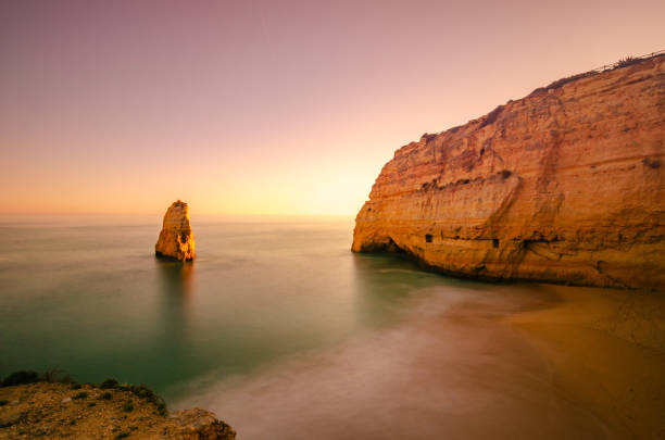 Carvalho Beach Portugal Algarve beach Praia do Carvalho, hidden beach near Carvoeiro beautiful beach in carvoeiro algarve portugal stock pictures, royalty-free photos & images
