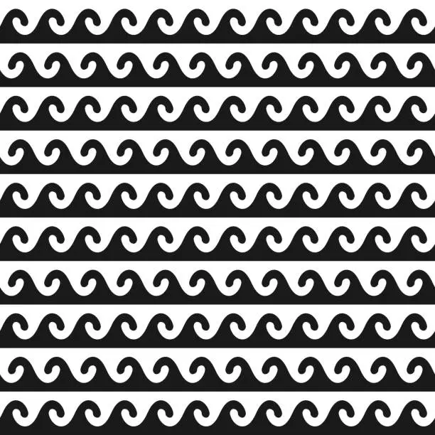 Vector illustration of Greek waves seamless black and white pattern