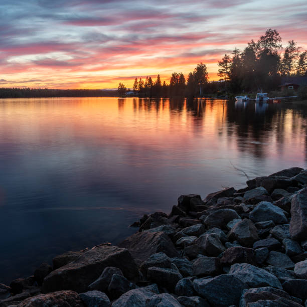 istock Colorful sunset over the lake 1612391503