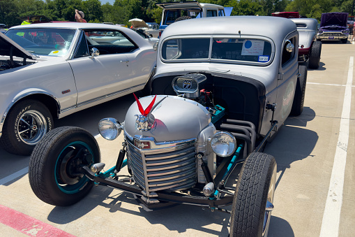 Little Elm, Texas - June 11, 2023: 1938 Dodge pickup on display at automobile show.
