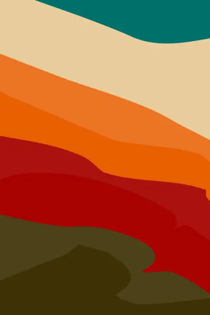 Vector illustration of Colorful Abstract background texture of wave lines in trendy autumn shades. Fall season. Vector. EPS