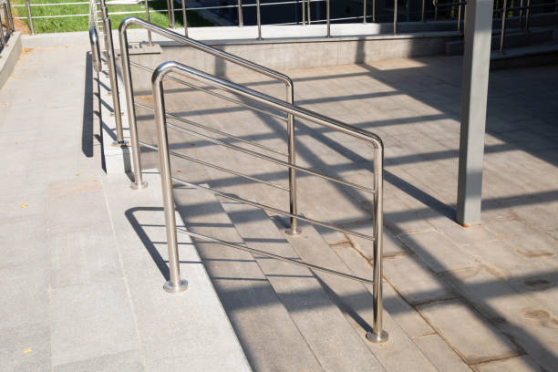 istock Stainless steel railings on city streets. 1612530004