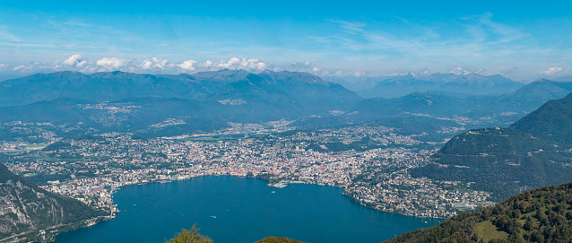 Landscape of Lake Lugano from Lanzo d'Intelvi balcony