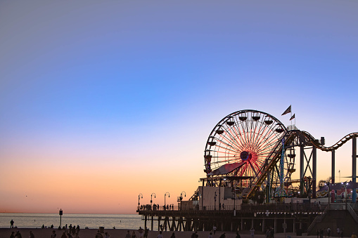 Santa Monica Ferris wheel at sunset