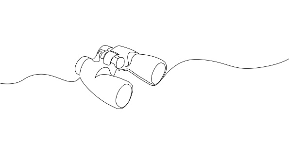 Continuous single one line of binoculars. Vector illustration