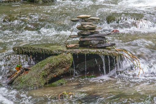 Rock stacks at St Nectan's Glen, Cornwall, UK