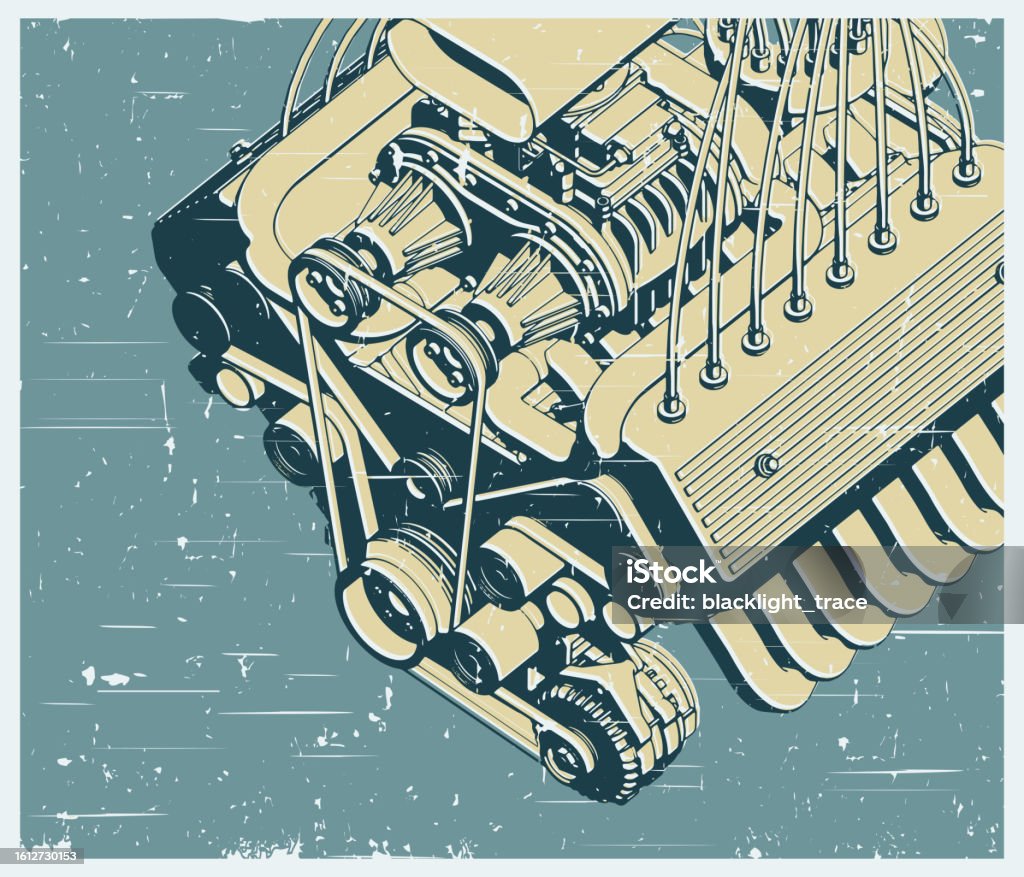 V Engine Visual V Engine Retro Poster Stock Illustration - Download Image Now ...
