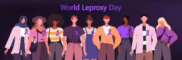 ilustrações de stock, clip art, desenhos animados e ícones de world leprosy day. concept of awareness. - female with group of males people group of people women