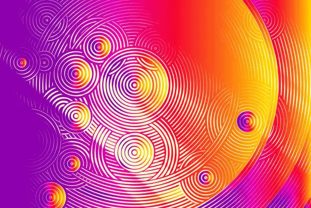 Vector illustration of Multi-Colored Background with concentric circles and zoom effect