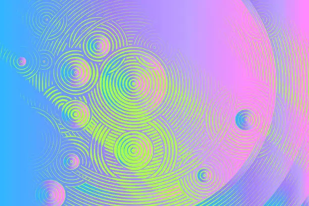 Vector illustration of Multi-Colored Background with concentric circles and zoom effect
