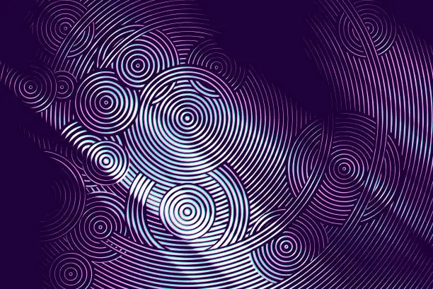 Vector illustration of Abstract Background with concentric circles and zoom effect and Glitch Technique