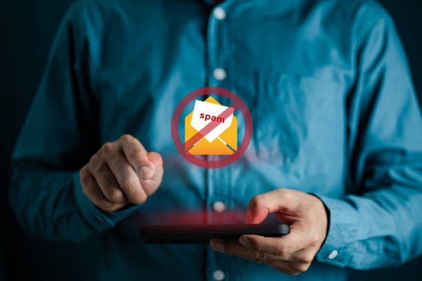 istock Email spam virus warning caution sign for notification on internet letter security protect, junk and trash mail, Cybersecurity vulnerability, data breach, illegal connection 1612905070