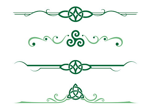 A set of green Celtic design dividers in different designs