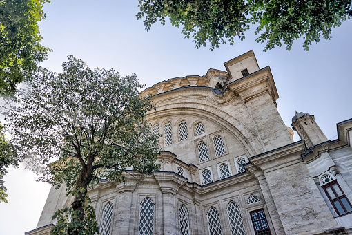 Istanbul, Turkey - July 22,2023: The architecture of the Nuruosmaniye Mosque in Istanbul