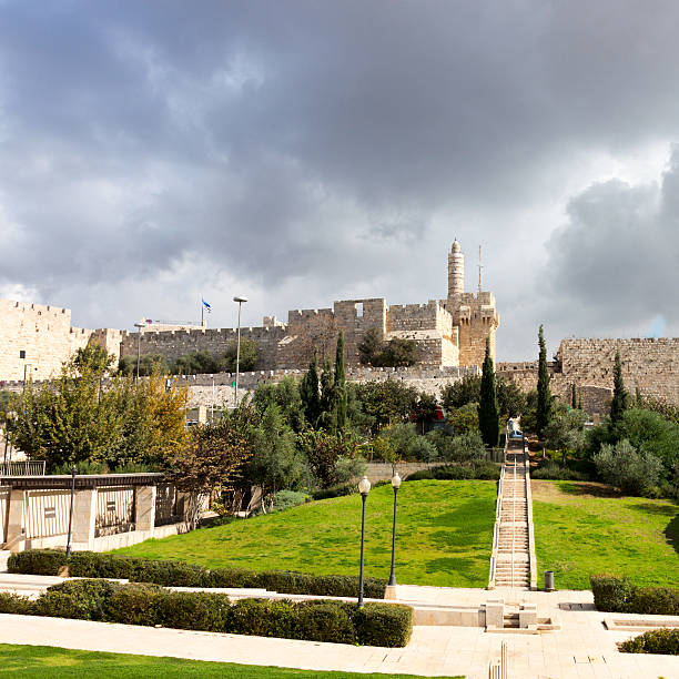 istock Park and Tower of David in old city Jerusalem 161305428