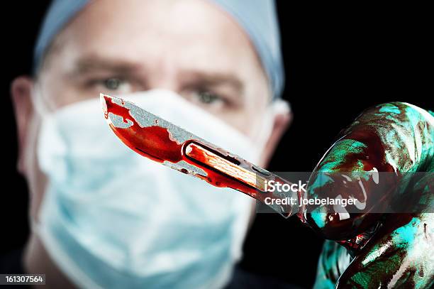 Surgeon With Scalpel Stock Photo - Download Image Now - Blood, Close-up, Color Image