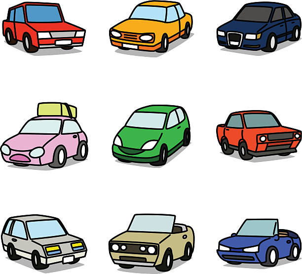 Cartoon Normal Cars vector art illustration