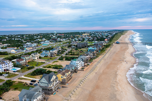 Aerial View of Avon North Carolina and the Fishing Pier Looking North