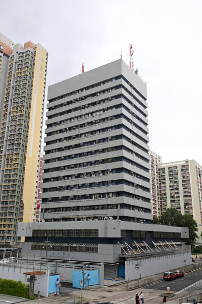 Shatin Police Station in new territories, Hong Kong Shatin Police Station in new territories, Hong Kong - 08/13/2023 17:12:13 +0000.Sha Tin Police Station is situated nearby to Fung Wo Estate. tin foil barb stock pictures, royalty-free photos & images