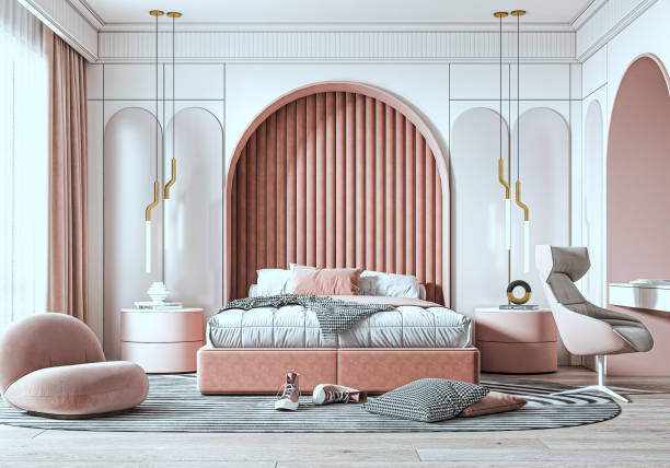 istock Girls bedroom interior design in modern contemporary style 3d render 1613265234