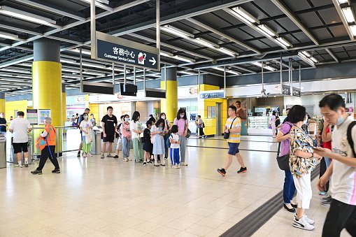 Exit of MTR Yau Tong Station in Hong Kong - 08/12/2023 16:51:06 +0000.