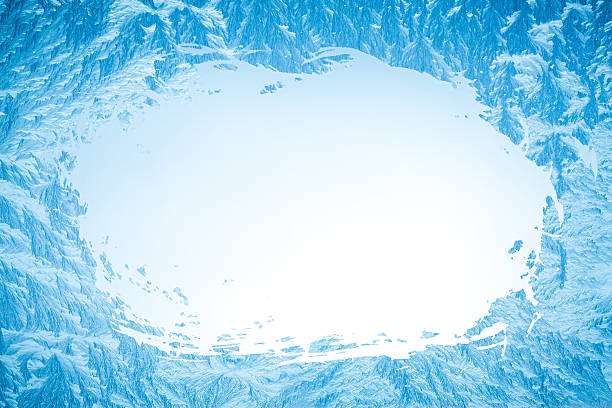 icy sfondo blu - window frost foto e immagini stock