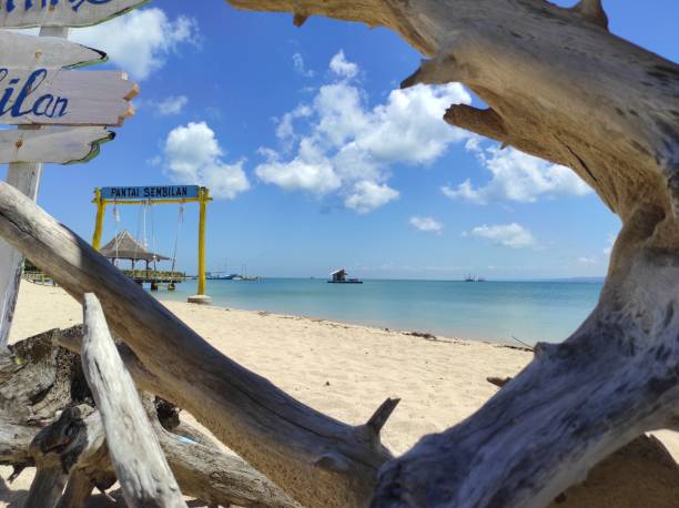 istock Seaview and the Pantai Sembilan signpost from a dry tree. 1613315582