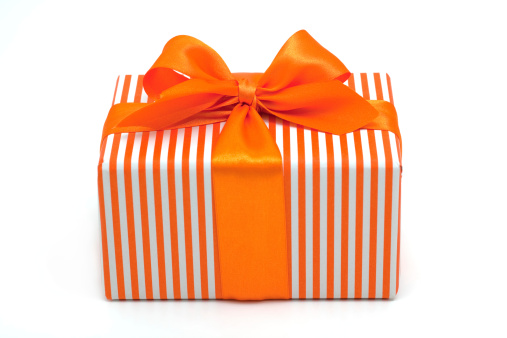 PNG,gifts in orange wrapping, isolated on white background