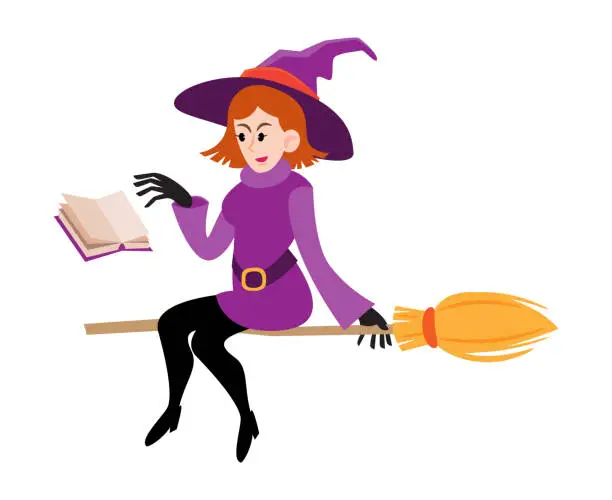Vector illustration of Witch . Halloween cartoon characters . Vector .