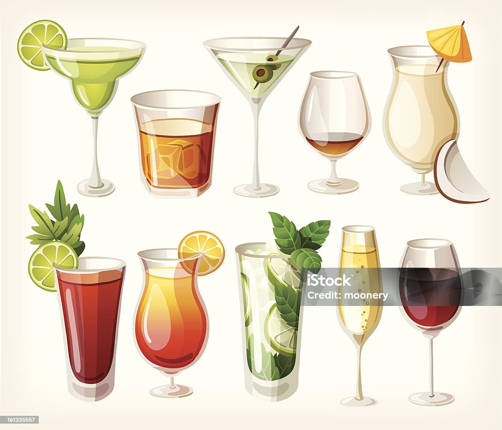 Collezione di cocktail di alcool e altre bevande. - arte vettoriale royalty-free di Alchol