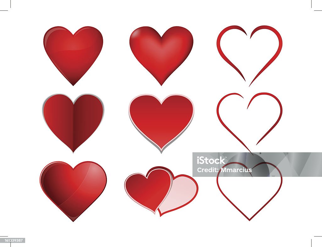 vector nueve de corazones - arte vectorial de Amor - Sentimiento libre de derechos