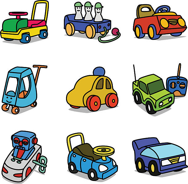 Cartoon Toy Cars vector art illustration