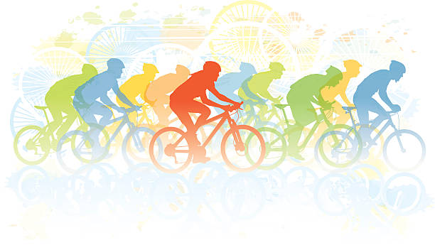 велосипед гонка - mountain biking silhouette cycling bicycle stock illustrations