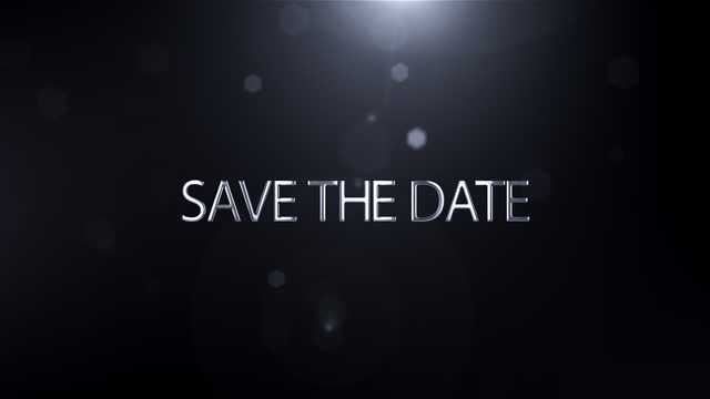Save the date banner on black background, abstraction