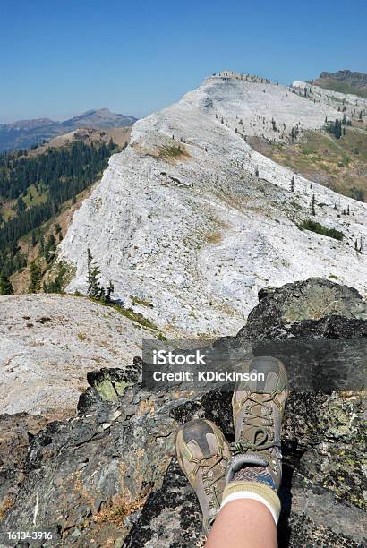 Scarpa Da Hiking In Montagna Di Marmo Piedi - Fotografie stock e altre immagini di Ambientazione esterna - Ambientazione esterna, California settentrionale, Composizione verticale