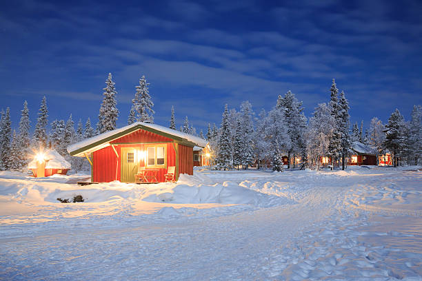 istock Winter landscape at Night Lapland Sweden 161344064