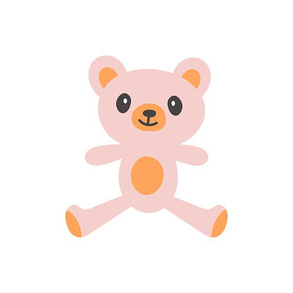 Vector illustration of smiling baby bear. Flat style childish toy