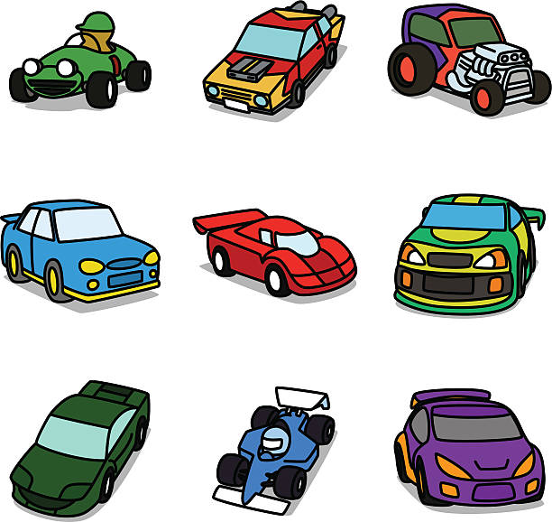 Cartoon Racing Cars vector art illustration