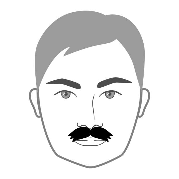 ilustrações, clipart, desenhos animados e ícones de astérix bigode barba estilo homens face ilustração cabelo facial. vector cinza retrato preto masculino modelo de moda conjunto de coleção barbeiro plano. penteado elegante contorno isolado no fundo branco. - men human hair beautiful chin