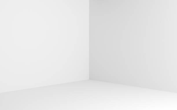 istock Corner of a white room. Minimalistic empty studio background for product display. Blank showroom stage. 1613501948
