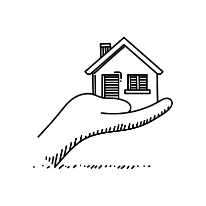 Mortgage Line icon, Sketch Design, Pixel perfect, Editable stroke. Logo, Sign, Symbol.