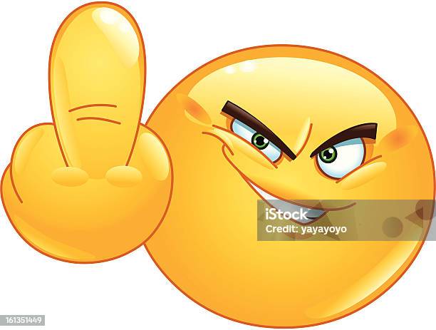 Middle Finger Emoticon Stock Illustration - Download Image Now - Obscene Gesture, Anthropomorphic Smiley Face, Emoticon