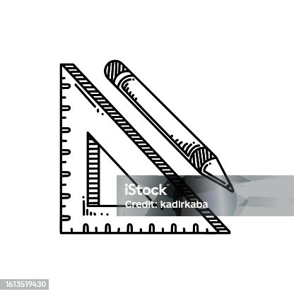 istock Pencil and Ruler Line icon, Sketch Design, Pixel perfect, Editable stroke. Logo, Sign, Symbol. 1613519430