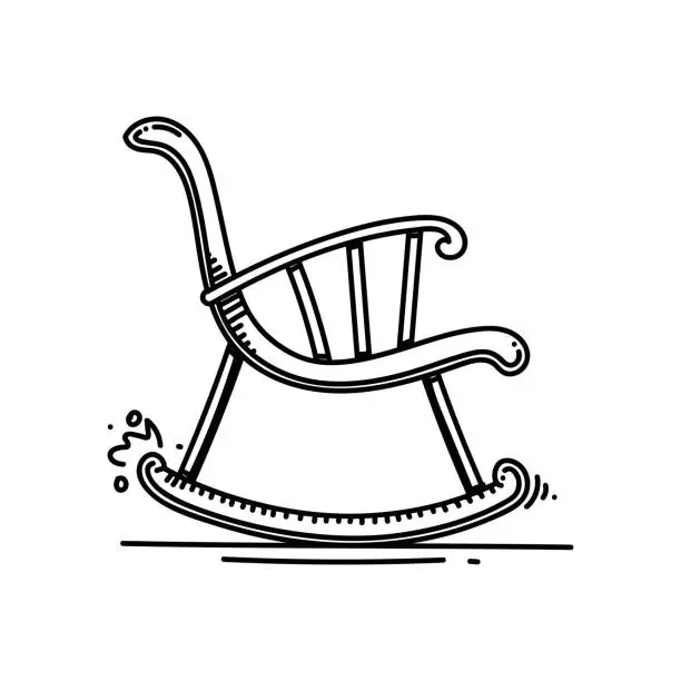 Vector illustration of Rocking Chair Line icon, Sketch Design, Pixel perfect, Editable stroke. Logo, Sign, Symbol.