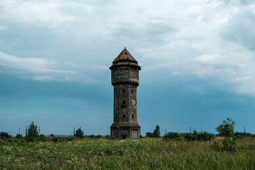 view on an abandoned water tower in former Uthemann ironwork