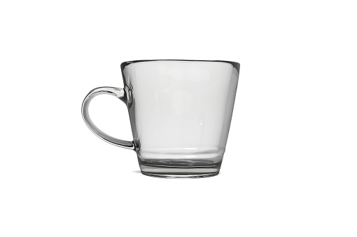 glass coffee cup isolated on white background.