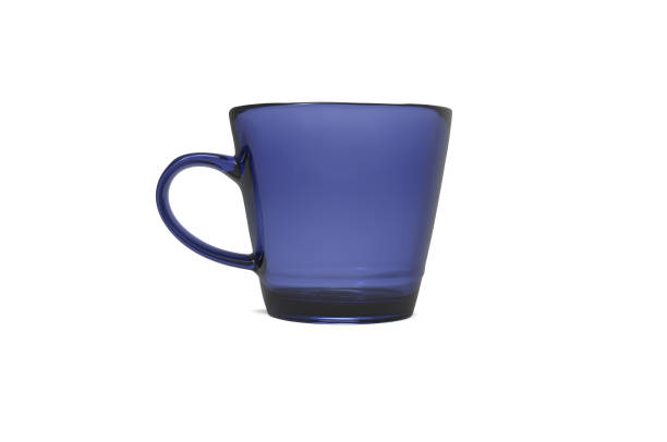 istock Blue  glass coffee cup isolated on white background. 1613555075